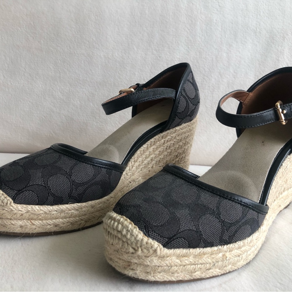 Coach Raine Black Espadrille Wedge